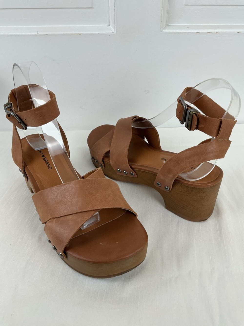 Lucky Brand Brown Leather Platform Sandals